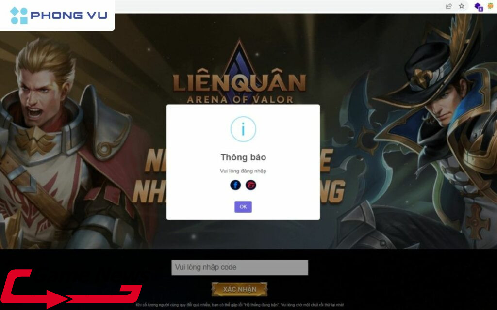 Tổng hợp code Liên Quân tháng 12 mới nhất: Tướng vĩnh viễn, skin SSS 4 Đăng nhập vào tài khoản để tiến hành nhập code