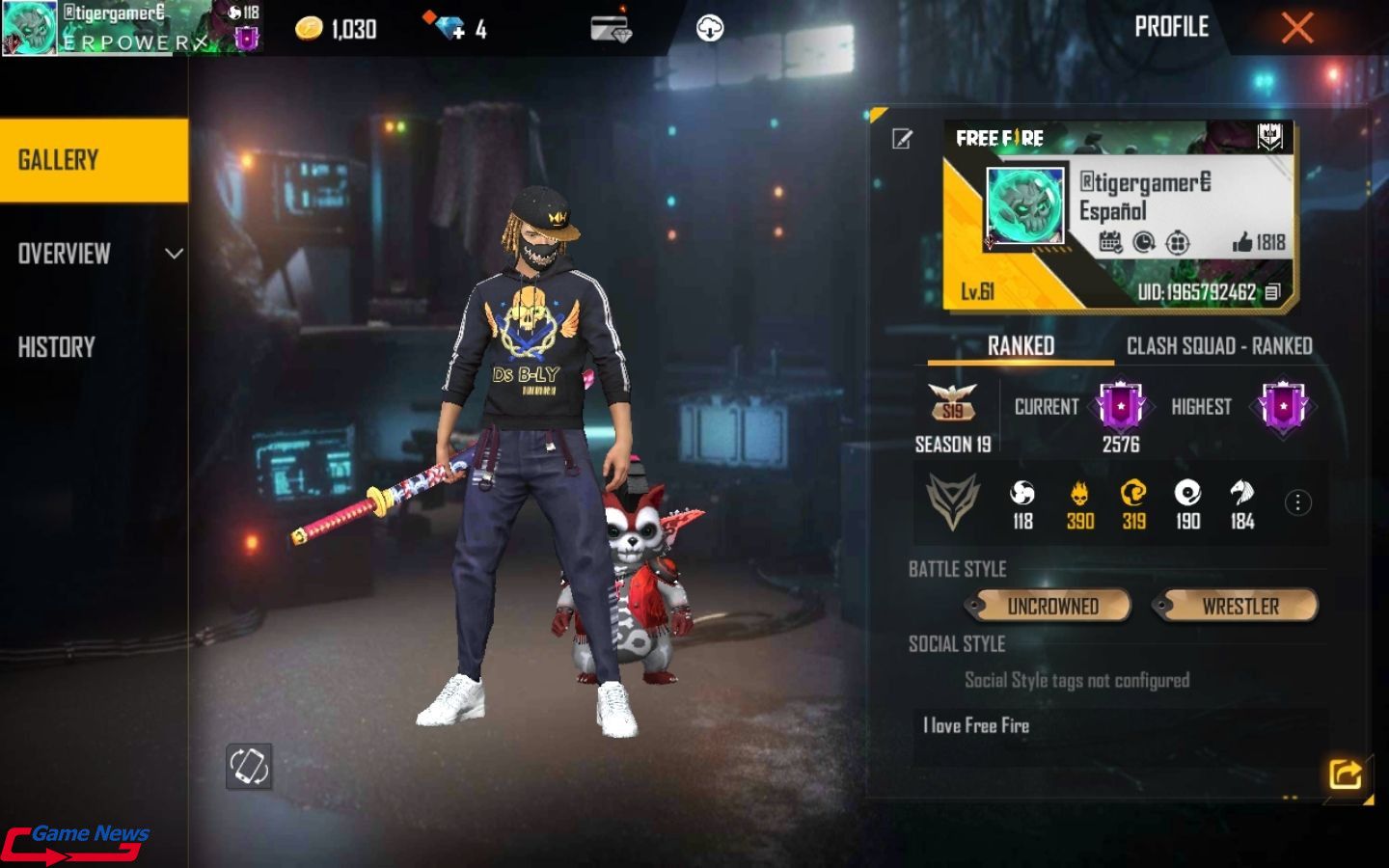 Giao diện game Free Fire