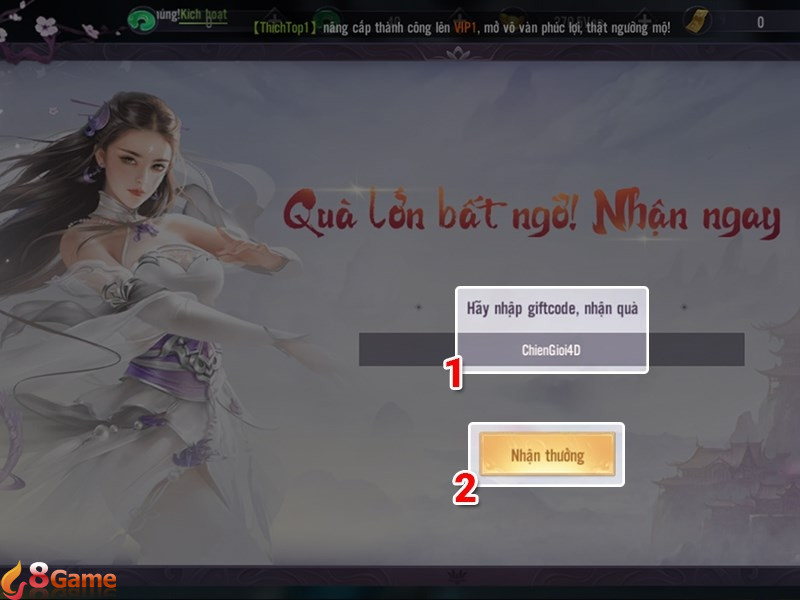 Hướng dẫn cách nhập code chiến giới 4d chính xác